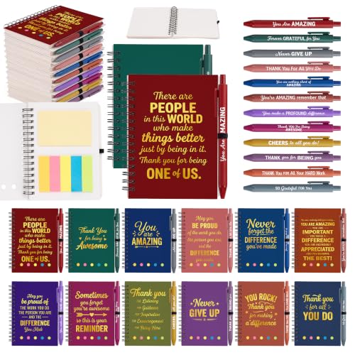 Sprial Notebooks with Pens Bulk, 48 Pack, 5.5 x 4.7 Inch Gratitude - color: Gold Foil Dark Thanksgiving