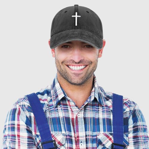 Black Baseball Cap Snapback hat for Men Snap Pack Hip Hop Mens Hat - color: Embroidered Cross 1