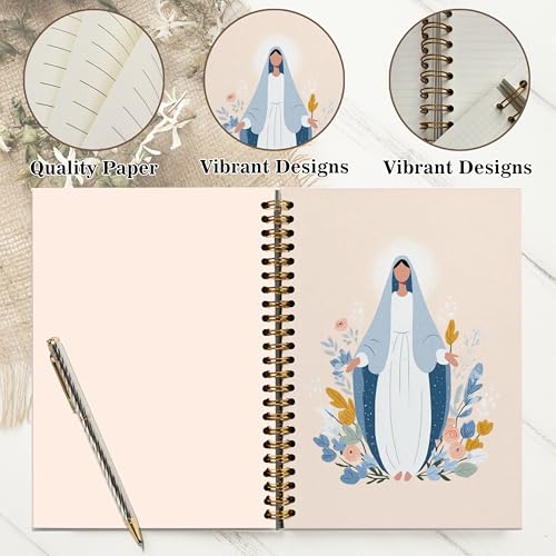 Christian Notebook Journal - Virgin Mary Christian Gifts for Women, Inspirational Bible Journal Notebooks for Note Taking, Bible Study, Prayer & Church Notes, A5 Spiral Notebook (Virgin Mary-Beige) - color: Virgin Mary-Beige
