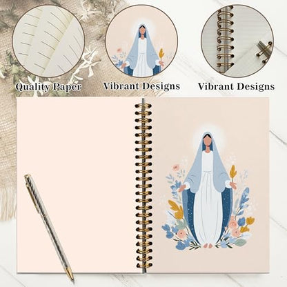 Christian Notebook Journal - Virgin Mary Christian Gifts for Women, Inspirational Bible Journal Notebooks for Note Taking, Bible Study, Prayer & Church Notes, A5 Spiral Notebook (Virgin Mary-Beige) - color: Virgin Mary-Beige