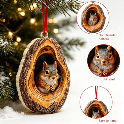 Squirrel Ornament, 3D Animal Ornaments for Christmas Tree, Squirrel Gifts - color: Squirrel