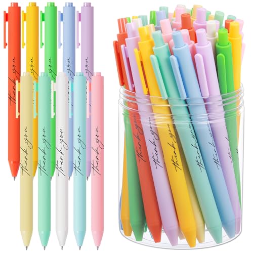 Crtiin 50 Pcs Inspirational Pens Bulk Macarons, Thank You - color: Macarons, size: 1 Count (Pack of 50)