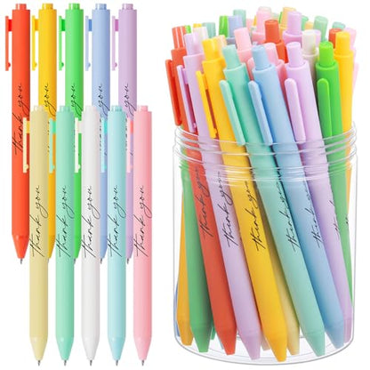 Crtiin 50 Pcs Inspirational Pens Bulk Macarons, Thank You - color: Macarons, size: 1 Count (Pack of 50)