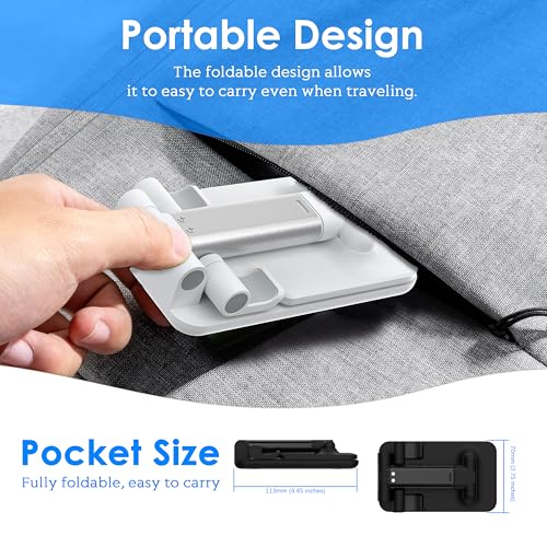 2 Pack Cell Phone Stand for Desk, Adjustable Angle & Height, Foldable Portable Phone Holder with Anti-Slip Silicone Pad, Compatible with iPhone 18/17/16/Smartphones 4–8 Inch, Black&White - color: (2 PCs) Black&White