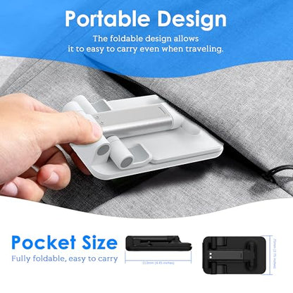 2 Pack Cell Phone Stand for Desk, Adjustable Angle & Height, Foldable Portable Phone Holder with Anti-Slip Silicone Pad, Compatible with iPhone 18/17/16/Smartphones 4–8 Inch, Black&White - color: (2 PCs) Black&White