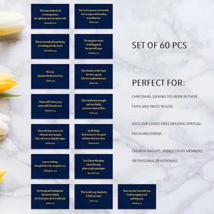 Bible Verse Cards, 60 Scripture Cards with Bible Verses - color: Navy Blue
