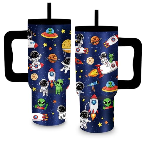 24oz Astronaut Themed Cup with Handle, Space Gifts for Boys - color: Rocket1