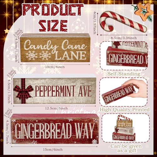 Moucuny 4 Pcs Christmas Table Decor Wooden Candy Cane Decoration Farmhouse - style: Candy Cane