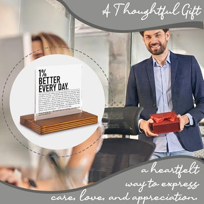Motivational Desk Sign for Entrepreneurs Athletes Students, 1% Better Every Day Inspirational Acrylic Plaque, Success Mindset Office Decor Gift for Coworker Men Women EC418 - style: Entrepreneurs Athletes Students
