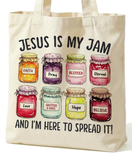 Christian Bible Verse Tote Bag for Women Faith Church - color: Jam