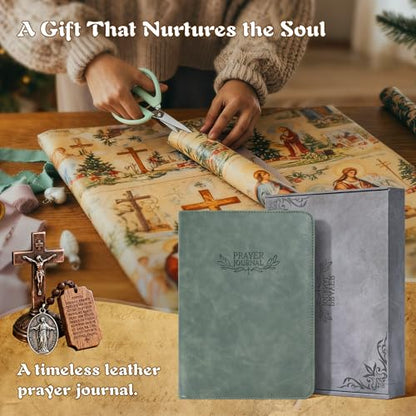 Ospelelf Prayer Journal Zippered Faux Leather Christian Daily Devotional Bible Scripture Study Tracker Notebook Planner for Reflection Gratitude Gift for Jesus Faith Believers Men Women Undated 3 Months Green - color: green