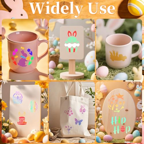 72 PCS 3x3 Inch Easter Stencils for Painting - Reusable Easter Templates Chicks Eggs Bunny Farm Spring Painting Templates on Wood, Glass, Fabric, Window Door Decor DIY Decoration - style: 72PCS Easter