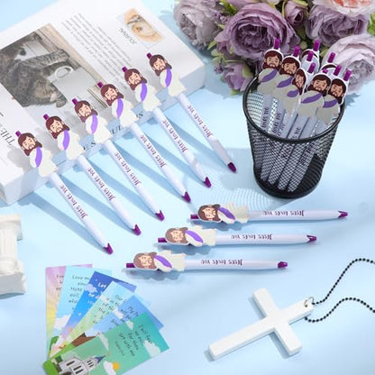 48 Pcs Jesus Pens Bulk Christian Gift for Kid Sunday School Prize - style: Retro Style