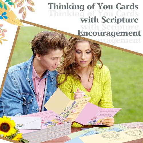 Motiskyy 72 Pack Religious Get Well Cards Bulk with Envelopes Stickers Christian Get Well Greeting Cards with Scripture Encouragement Blessing 4.5 x 6.2 Inch (Watercolor Flower) - style: Watercolor Flower