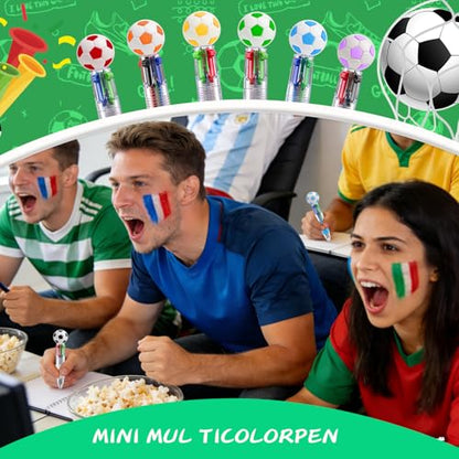 48 Pack Soccer Party Favors Bulk - Multicolor Mini Pens for Kids, Classroom Prizes, Goodie Bag Stuffers Supplies - color: Soccer