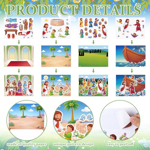 Marspark 24 Set Miracles of Jesus Bible Sticker Scene Craft, 4 Design - style: Miracles of Jesus
