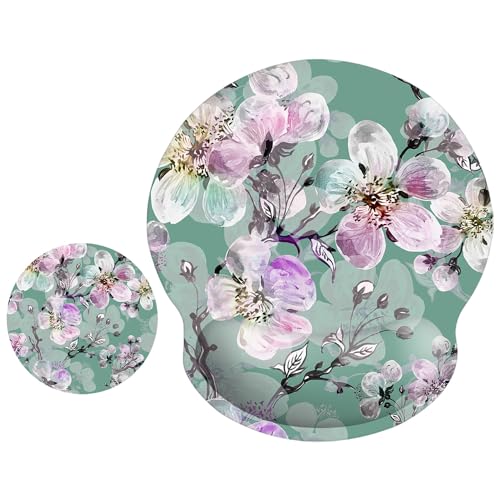 ITNRSIIET Ergonomic Mouse Pad with Wrist Support Wrist Rest Smooth Surface Non-Slip Rubber Base Comfortable Office Supplies Pain Relief, 9.8 x 9.1 inches, Beautiful Flower Art - color: Beautiful Flower Art