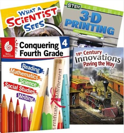 Conquering Fourth Grade, 4-Book Set – Fun Practice Workbook and 3 Reading Books for Kids Ages 8-10 to Prepare for 4th Grade