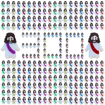 300 Pack Little Jesus Figures Easter Mini Rubber Toys to Hide and Seek, Pocket Jesus Love You Miniatures Religious Party Favors Baptism Gifts Sunday School Easter Egg Stuffers - color: 10-color *300