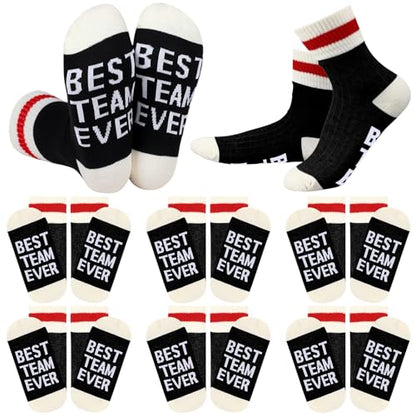 Glitopper 6 Pairs Best Team Ever Gift Socks Bulk Employee Appreciation Gifts for Women Men Team Coworker Staff Office Favors - color: Black