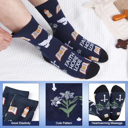 8 Pairs Christian Socks for Men Pastor Church Religious Gifts