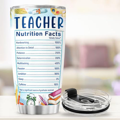 Funny Teacher Gift Student Tears Cup, 20oz Stainless Steel Insulated Tumbler with Nutrition Facts Design, Ideal for Appreciation Week, End of Year, Birthday or Christmas - color: Teacher Life 46