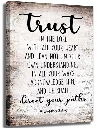 YOXORDQ Proverbs 3:5-6 Bible Verse Wall Art-Canvas Wrapping 12x16in - color: 3:5-6 Bible, size: 16"L x 12"W