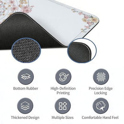 UTELKA Boho Mandala Desk Mat, Flroal Mouse Pad for Desk Large - color: Pink Boho Flroal, size: 31.5L x 11.8W inches