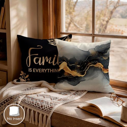 OBSEDE Black Gold Marble Sweet Home Throw Pillow Covers 18 x 18 Set of 4 - color: Black Gold Marble Sweet Home, size: 18" x 18" (Pack of 4)