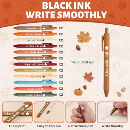 Fall Notebooks with Pens Bulk, 24 Sets, 5.5 x 4.7 Inch, Flower - color: Fall Flowers Religion