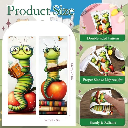 Wxiben Whimsical Bookworm Bookmarks Gifts - 100 Pcs Worms Reading Paper Bookmarks Double Sided Funny Insect Book Markers Page Clip Gift for Women Men Teachers Office Book Lovers Bookish Supplies - color: Whimsical Bookworm