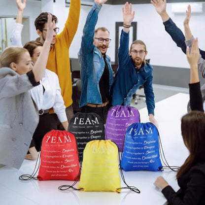 Bulyoou 24 Pcs Team Appreciation Drawstring Backpack Employee Appreciation Gift Drawstring Bags Large String Bag for Staff Coworker Teacher Team Building - style: Team Appreciation