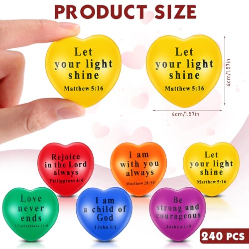 48 Pcs Christian Heart PU Foam Balls Bulk, Bible Quote Foam