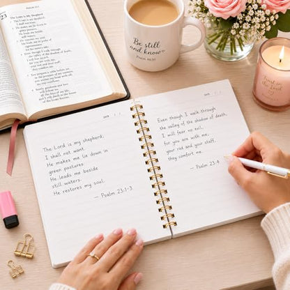 Christian Gift Journal for Women & Teen Girls, Cute Pink Prayer Journal with Coquette Bow Cover, Spiral Notebook for Bible Study, Faith Journaling, Gratitude & Daily Writing, 5.7 x 8.3 Lined Notebook, 160 Pages - color: Pink