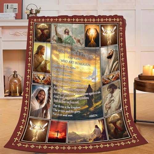 Christian Jesus Blanket Inspirational Bible Verse Religious Faith Healing Prayer Throw Scripture Spiritual Catholic Gifts for Men Women Boys Girls Kids Adults Plush Fuzzy Fleece Decor 40''X50'' - color: Christian Jesus, size: 40''x50''