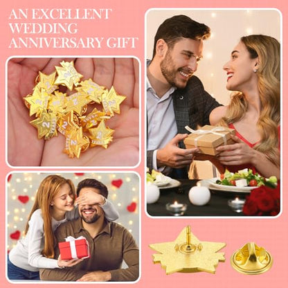 Tigeen 12 Pcs Year Service Reward Pins Star Enamel Pins, 2 Years - style: 2 Years