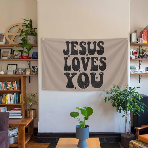 Jesus Loves You Tapestry 3X5 Ft Funny Tapestry Decoration for College Bedroom Room Dorm Wall Aesthetic Decor