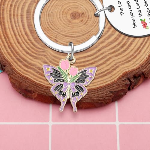 Heigebi Christian Keychain for Women Bible Verse Keychain for Daughter Sister Mom Inspirational Jewelry Christening Keychains - color: Christian Keychain 2