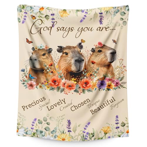 Christian Gift for Sister Mom Daughter, Animal Blanket Spiritual Inspirational Gifts for Women Girls, 40x50 Inches Soft Cozy Religious Throw with Flower for Sofa Couch Bedding - color: Brown, size: 50"x40"