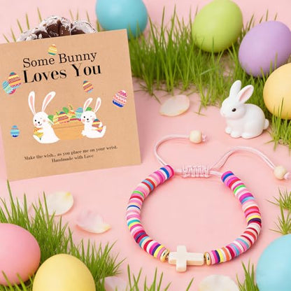 Cute Cross Bracelet Teen Girl Gifts Trendy Stuff Christian Gifts for Kids/Girls/Boys/Teens/Women Jewelry Colorful Jesus Bracelets Christmas Religious Communion Baptism Confirmation Gifts - color: Colorful- Some Bunny Loves