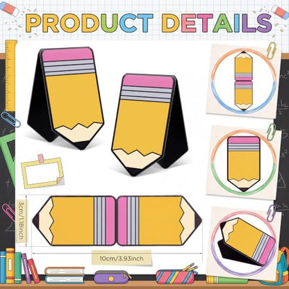 Eaasty 60 Pcs Back to School Magnetic Bookmarks Bulk Pencil Magnet Book Page Marks Clips for Students Teachers First Day of School Classroom Rewards Office Supplies Home Reading Favor - style: Pencil