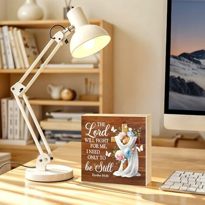The Lord Will Fight for You Need Only To Be Still Wood Box Sign - color: brown008