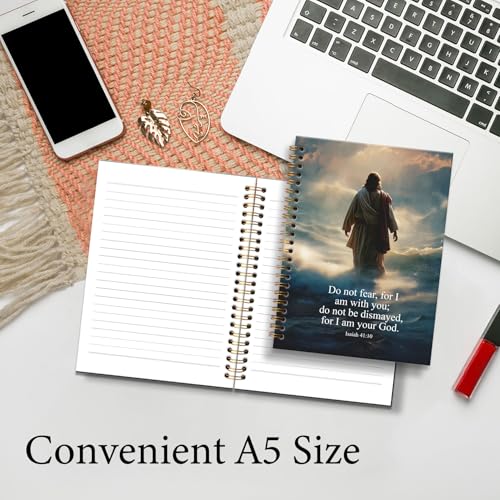 Christian Jesus Notebook Journal 5.5x8.3in, Bible Verse Jesus Journal for Writing, Christian Gifts for Women Men, Scripture Notebooks for Note Taking, Religious Hardcover Spiral Notebook
