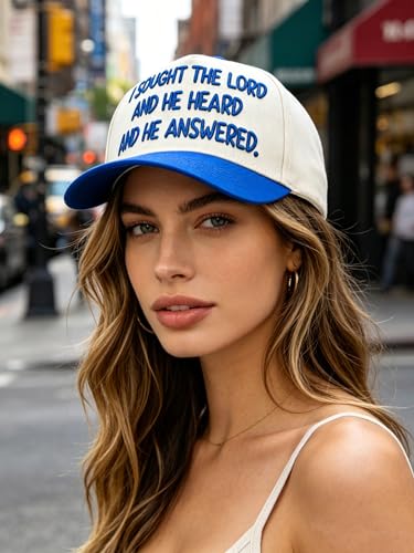 Waldeal Christian Hat - I Sought The Lord and He Heard and He Answered Trucker Hat, Religious Gifts for Men Women - color: Blue