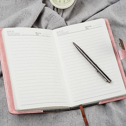 WEMATE Diary with Lock, A5 PU Leather Locked Journal 240 Pages Rose Gold - color: Rose Gold