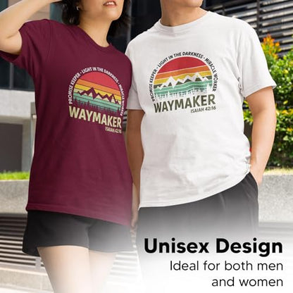 Waymaker Christian T-Shirt for Men, Women, Unisex - 100% Cotton Faith-Based Graphic Tee - Inspirational Religious Shirt - color: Maroon, size: Small