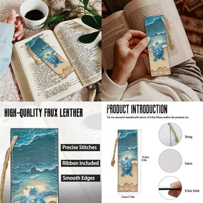 Beach Blue Turtle Starfish Print PU Leather Bible Cover Church Bible Bag with Bookmarks Book Covers Carrying Bible Case with Zippered Pockets for Prayer, M - color: Beach Blue Turtle Starfish, size: Medium