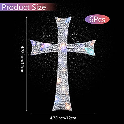 Frienda 6 Pcs Silver Cross Car Decals Waterproof Rhinestone Bling