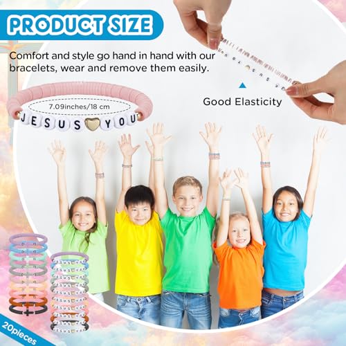 Landical 20 Pcs Cross Bracelets and Jesus Loves You Bracelet Bulk - color: Morandi