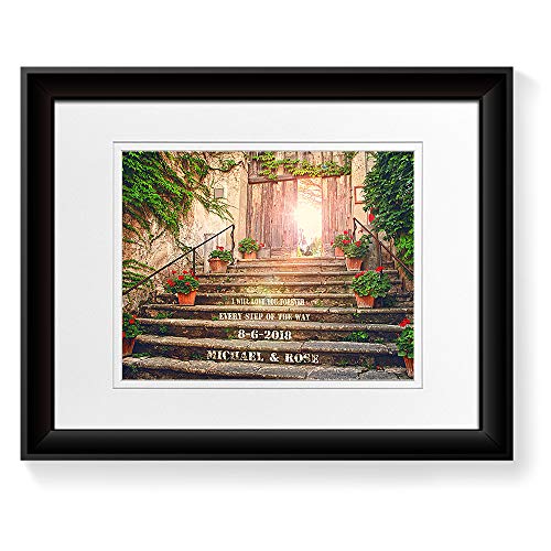 I Will Love You Every Step of the Way Personalized Photo Prints Artwork with Couple's Names Special Date and Your Own Message on,Great Gift for Anniversary.14x11 inches & D-Mats UNFRAMED - color: I Will Love You Every Step of the Way, size: 11x14"